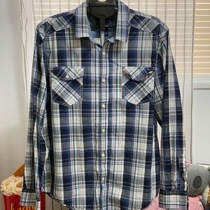 American Rag Men's Long Sleeves shirt - blue plaid design XL